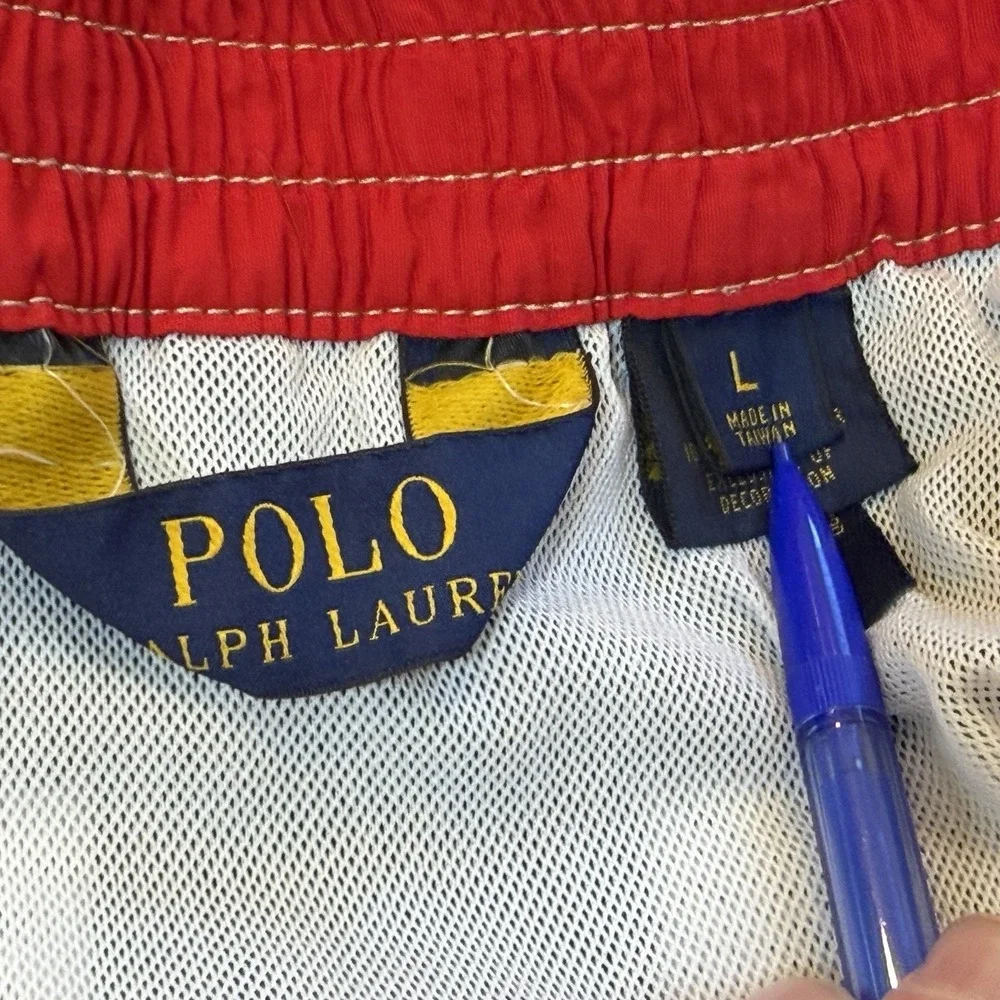 Polo Ralph‎ Lauren Swim Trunks Mens Sz Large Black Cargo Pocket Preppy READ